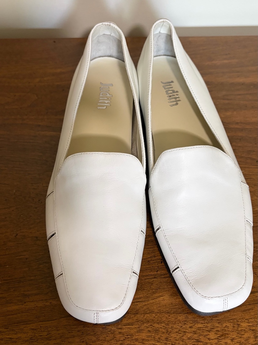 White Leather Slip-On Loafers for Women